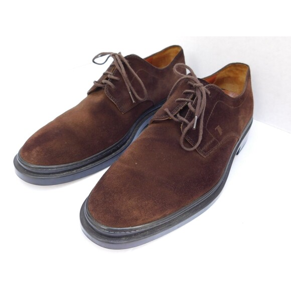 TOD'S SUEDE DARK BROWN LACED LOAFERS SIZE 7.5 - Picture 1 of 11